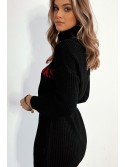 Long Christmas sweater with turtleneck, black 2353 - Online store - Boutique